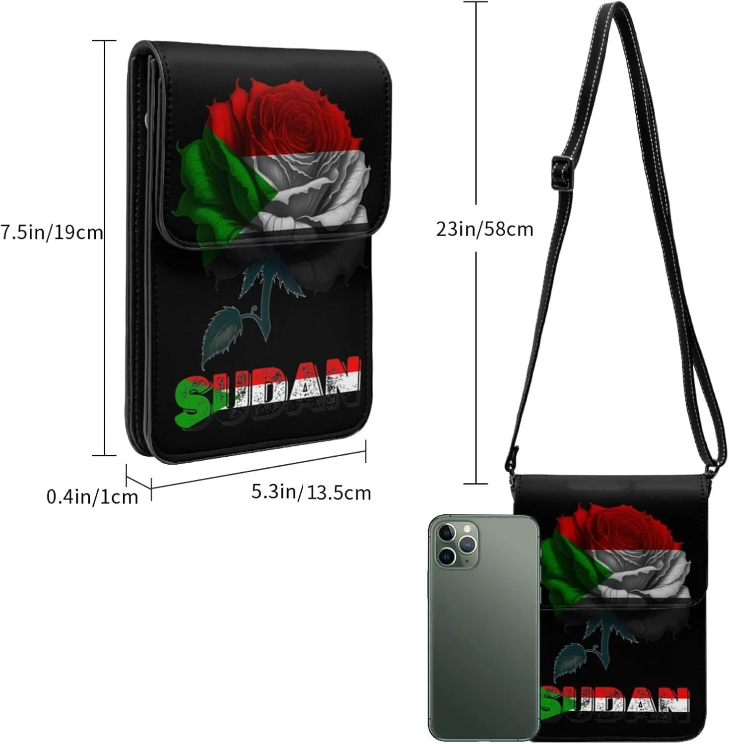 Vintage Turkey Turkish Flag Rose Flower Small Crossbody Purse Cell Phone Bag for Women