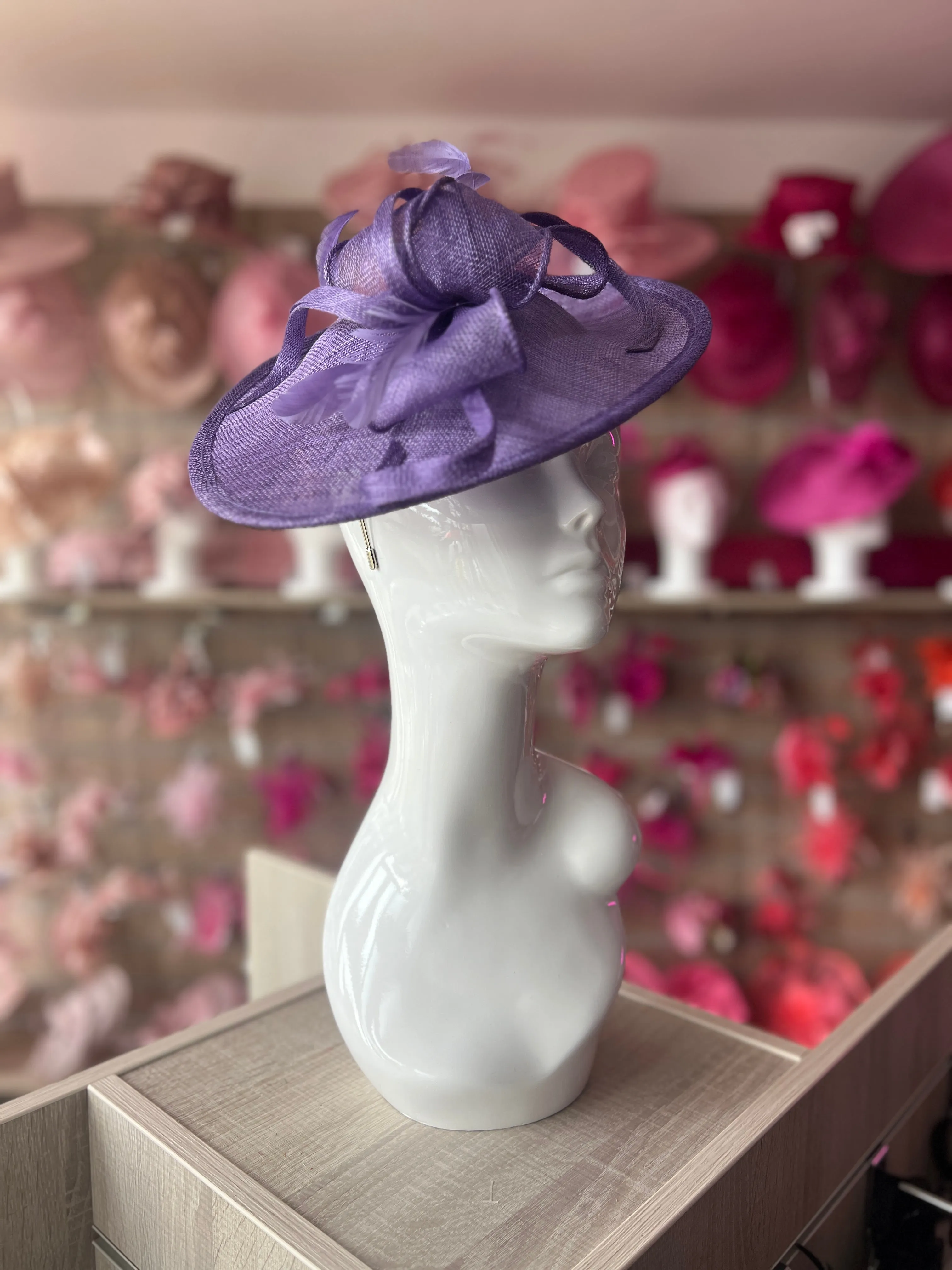 Violet Teardrop Disc Fascinator