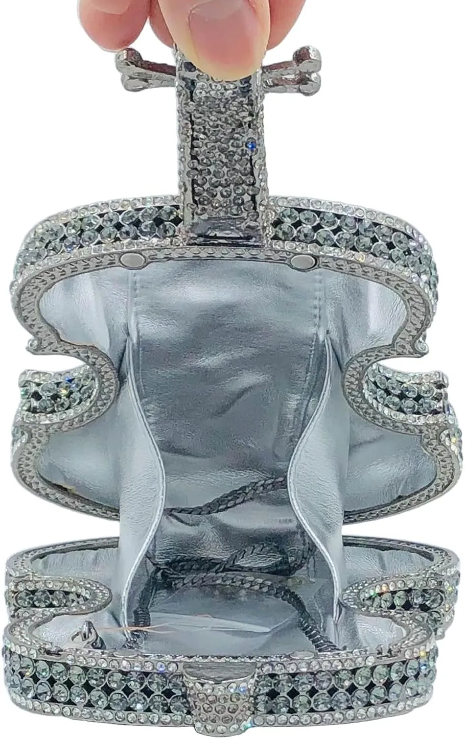 Violin Crystal Clutch Bag Women Novelty Evening Handbags Bridal Party Dinner Rhinestone Clutch Purse Wedding Bag,Mini