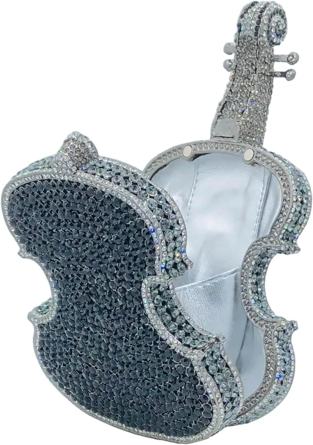 Violin Crystal Clutch Bag Women Novelty Evening Handbags Bridal Party Dinner Rhinestone Clutch Purse Wedding Bag,Mini