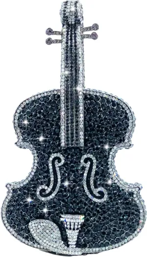 Violin Crystal Clutch Bag Women Novelty Evening Handbags Bridal Party Dinner Rhinestone Clutch Purse Wedding Bag,Mini