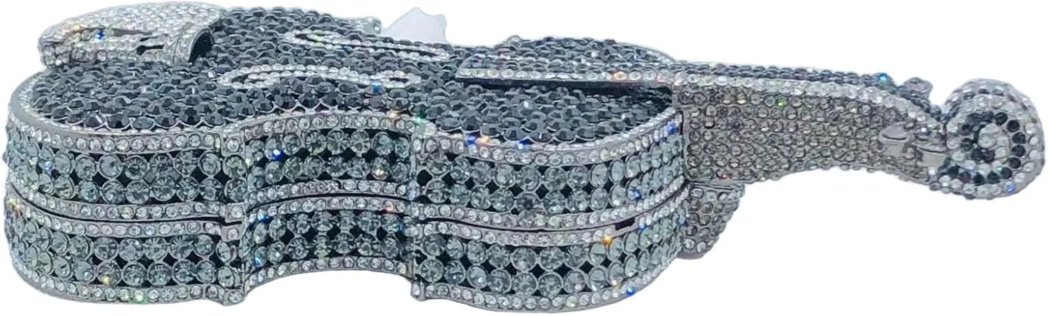 Violin Crystal Clutch Bag Women Novelty Evening Handbags Bridal Party Dinner Rhinestone Clutch Purse Wedding Bag,Mini