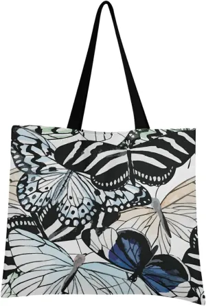 visesunny Women Extra Large Tote Bag Beautiful Tropic Butterfly Shoulder Bags Ladies Beach Travel Reusable Grocery Shopping Portable Storage Handbag