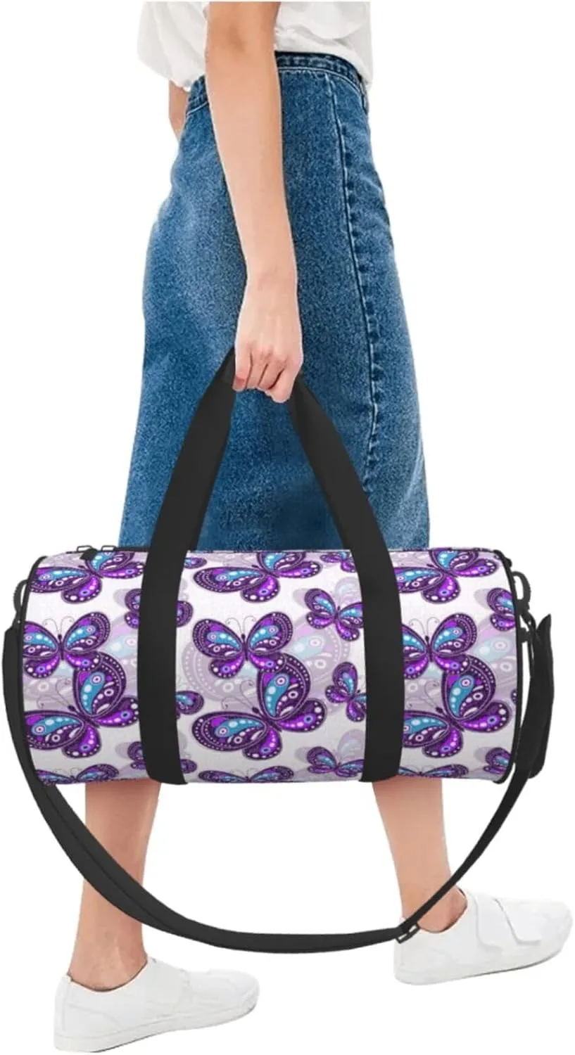 Vivid Butterfly Round Travel Duffel Bag Large Capacity Gym Sports Bags for Hiking Vacation Trips