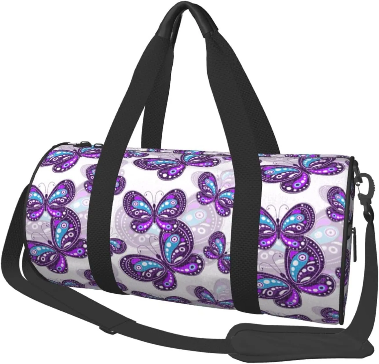 Vivid Butterfly Round Travel Duffel Bag Large Capacity Gym Sports Bags for Hiking Vacation Trips