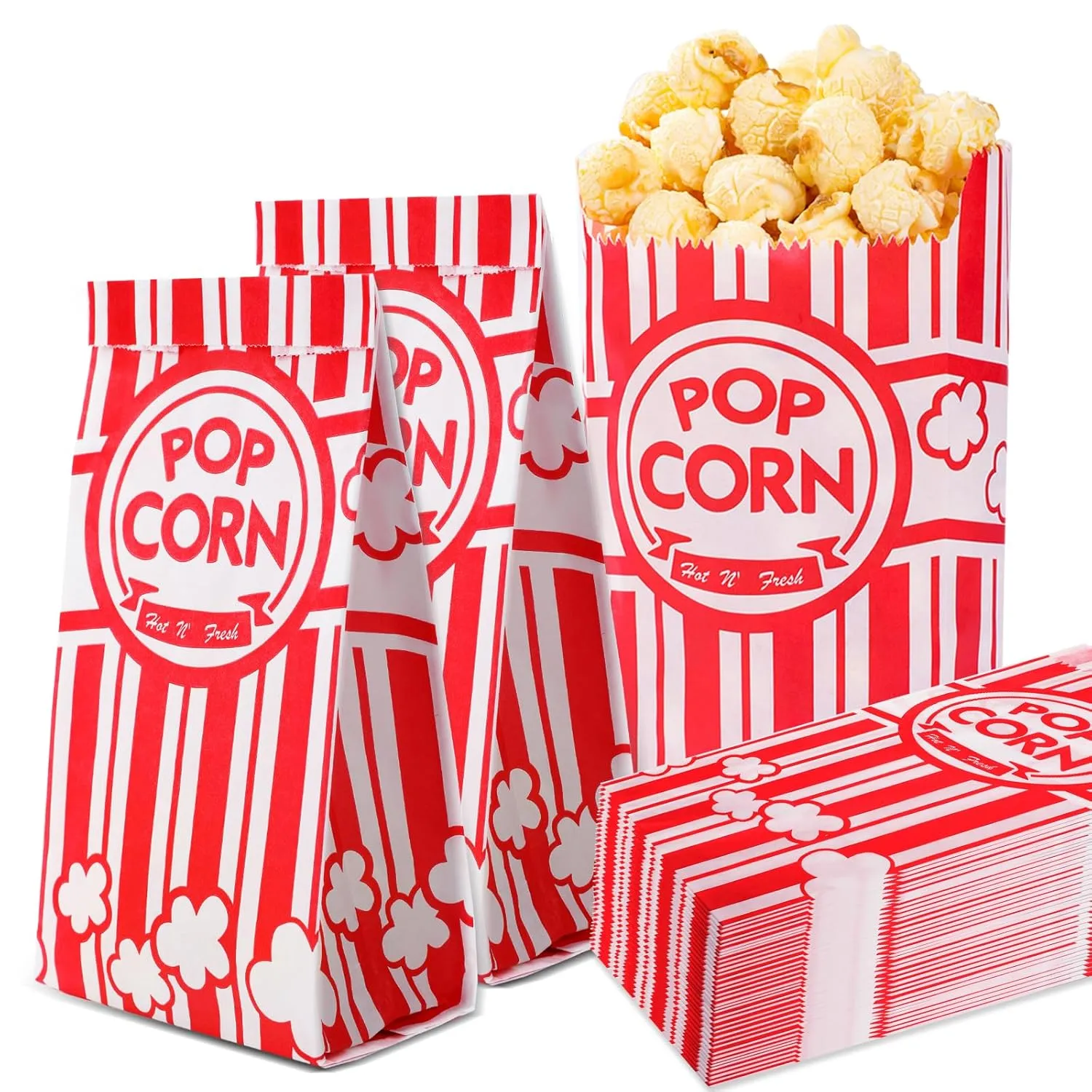 VOISEN Paper Popcorn Bags,400 Pack 1oz Popcorn Bags Individual Servings, Popcorn Bag Bulk for Popcorn Machine,Movie Nights Pop Corn Bags