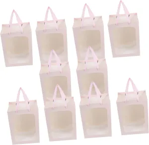 VOSAREA Sturdy Paper Flower Bag Window Handle Multipurpose Bag for Party Favor Wrapping Bridal Party