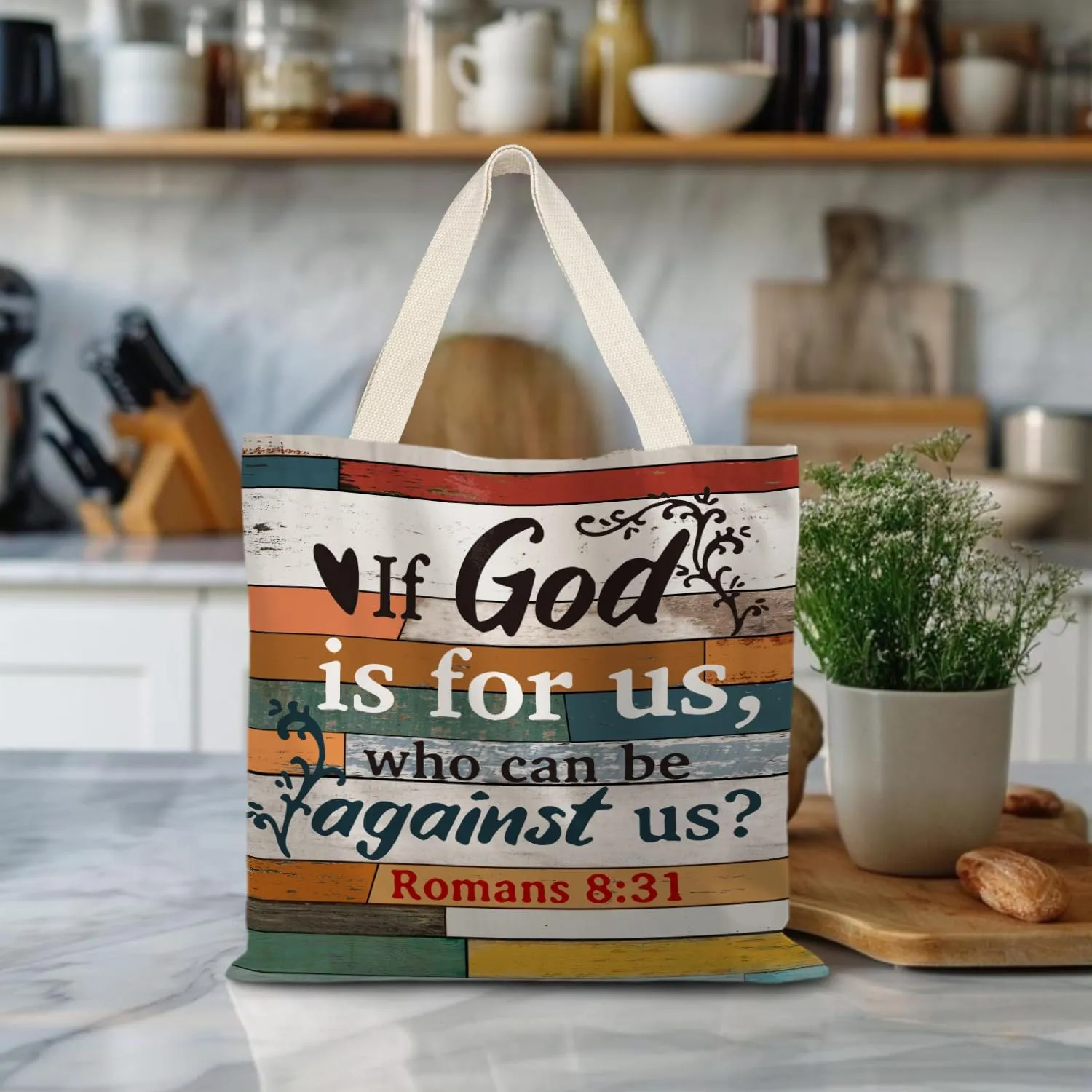 Walk by Faith Christian Canvas Tote Bags for Women, Christian Gifts for Women Faith, Bible Verse Gifts