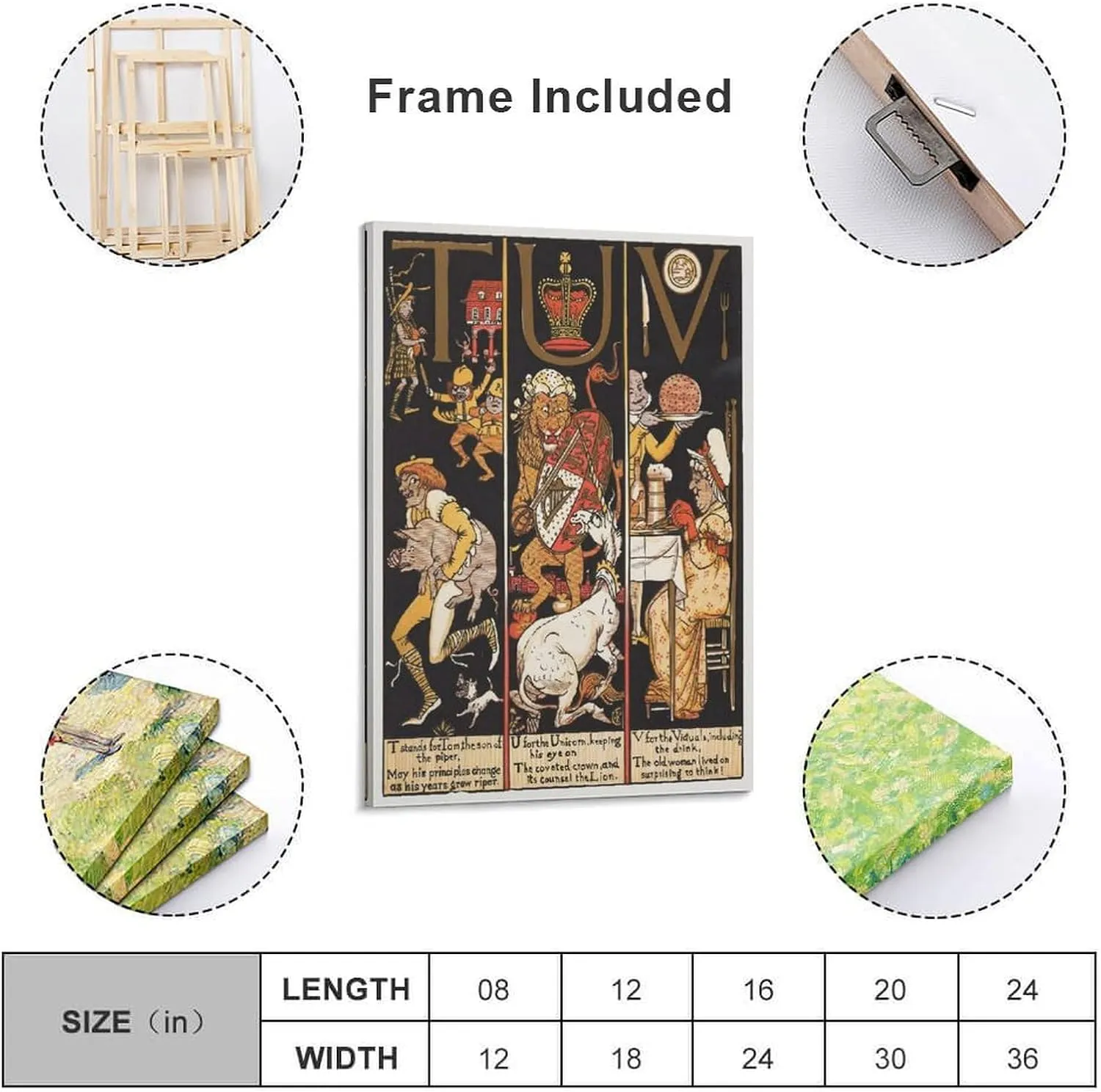Walter Crane Posters Print The Absurd A.B.C Pl (6) Wall Art Picture Painting Poster Canvas Print Posters Artworks Bedroom Living Room Decor 24x36inch(60x90cm)