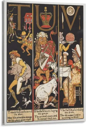 Walter Crane Posters Print The Absurd A.B.C Pl (6) Wall Art Picture Painting Poster Canvas Print Posters Artworks Bedroom Living Room Decor 24x36inch(60x90cm)
