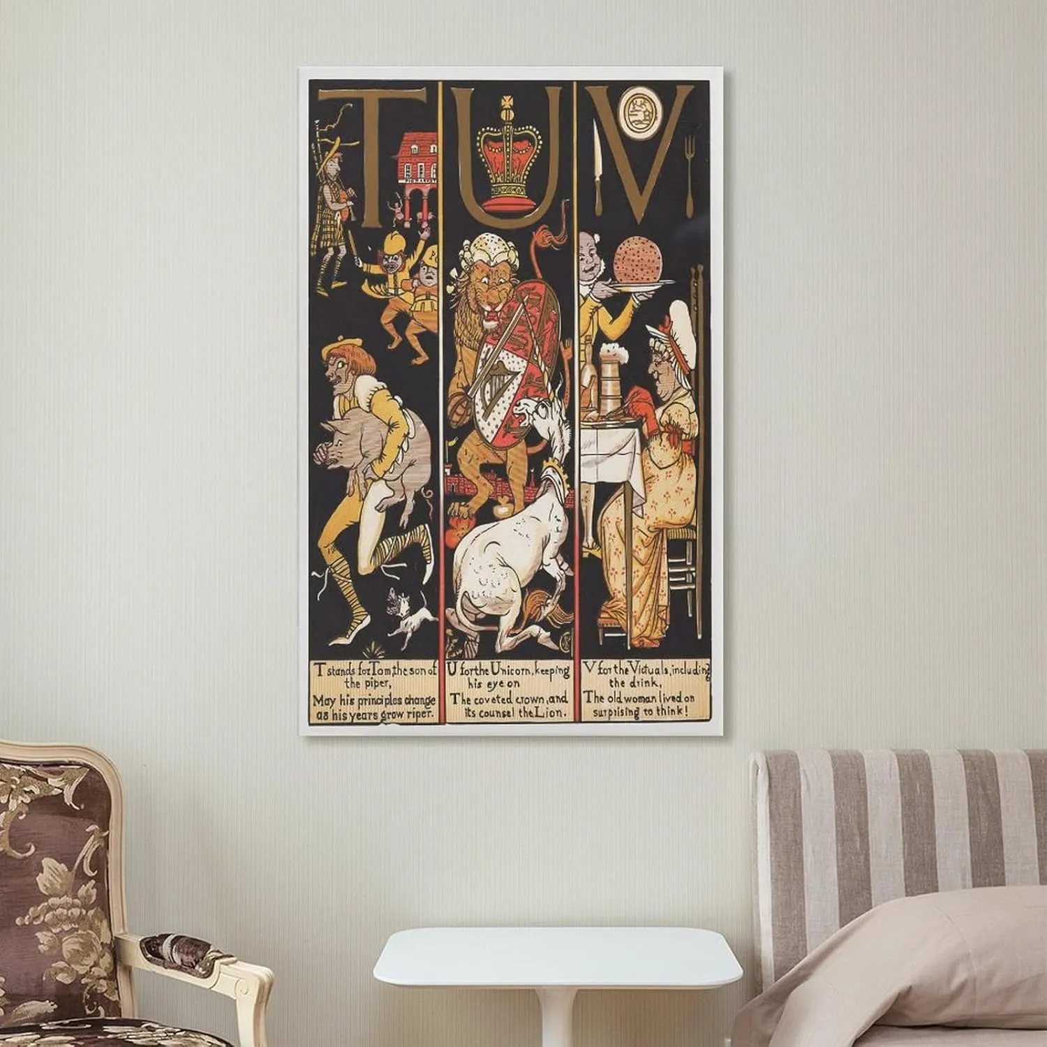 Walter Crane Posters Print The Absurd A.B.C Pl (6) Wall Art Picture Painting Poster Canvas Print Posters Artworks Bedroom Living Room Decor 24x36inch(60x90cm)