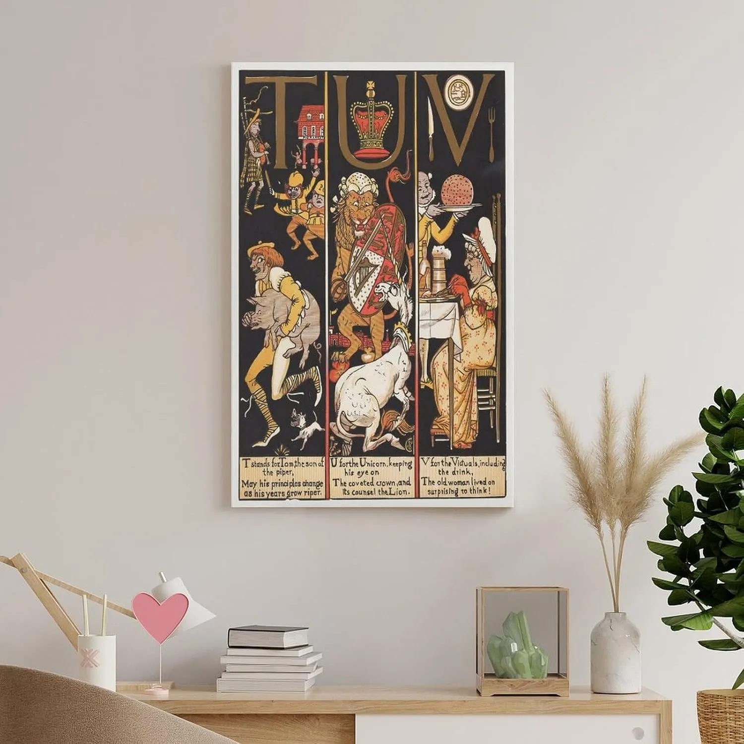 Walter Crane Posters Print The Absurd A.B.C Pl (6) Wall Art Picture Painting Poster Canvas Print Posters Artworks Bedroom Living Room Decor 24x36inch(60x90cm)