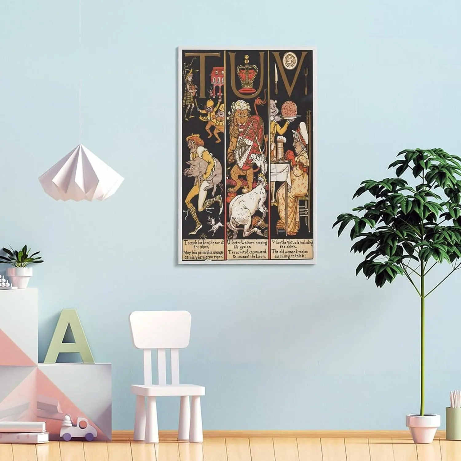 Walter Crane Posters Print The Absurd A.B.C Pl (6) Wall Art Picture Painting Poster Canvas Print Posters Artworks Bedroom Living Room Decor 24x36inch(60x90cm)