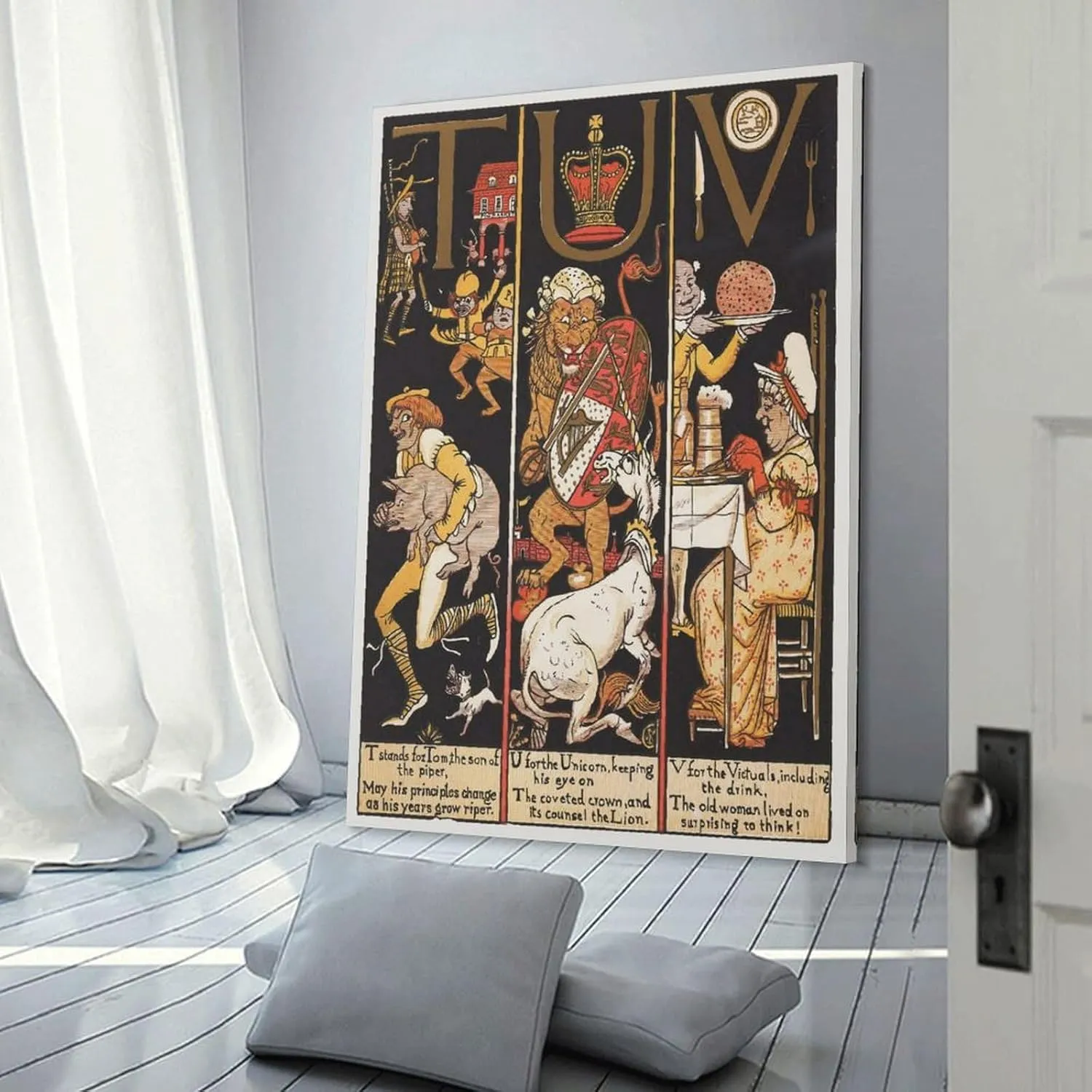 Walter Crane Posters Print The Absurd A.B.C Pl (6) Wall Art Picture Painting Poster Canvas Print Posters Artworks Bedroom Living Room Decor 24x36inch(60x90cm)