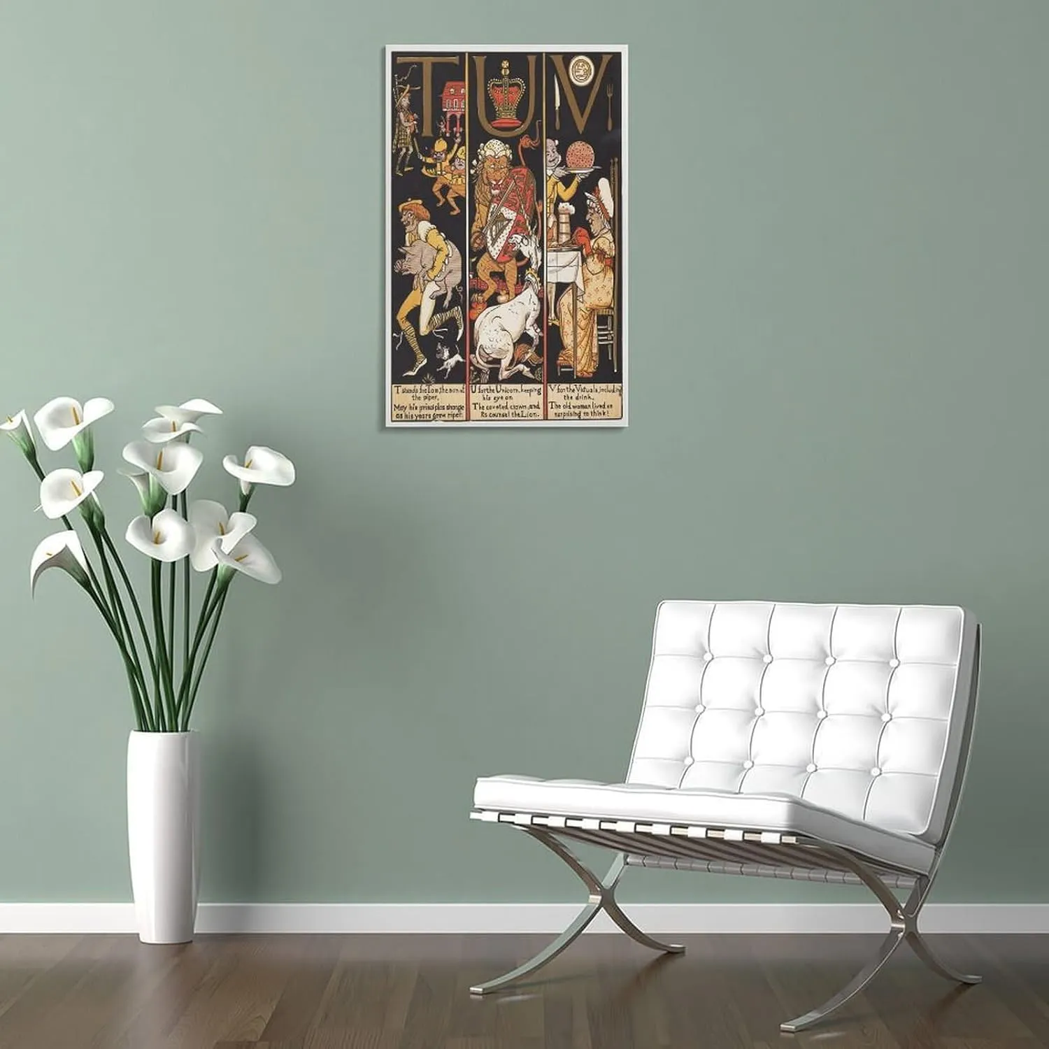 Walter Crane Posters Print The Absurd A.B.C Pl (6) Wall Art Picture Painting Poster Canvas Print Posters Artworks Bedroom Living Room Decor 24x36inch(60x90cm)