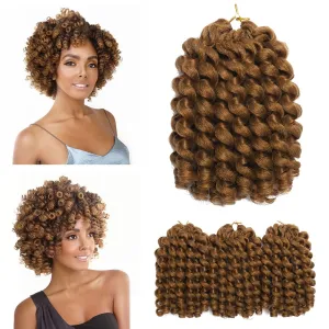 Wand Curl Crochet Braids Hair 8 Inch Jamaican Wand Curl Ombre Jamaican Bounce Curl Colored Crochet Braids Ringlet Twist Hair Extension Crochet Hair(3PCS,27#)