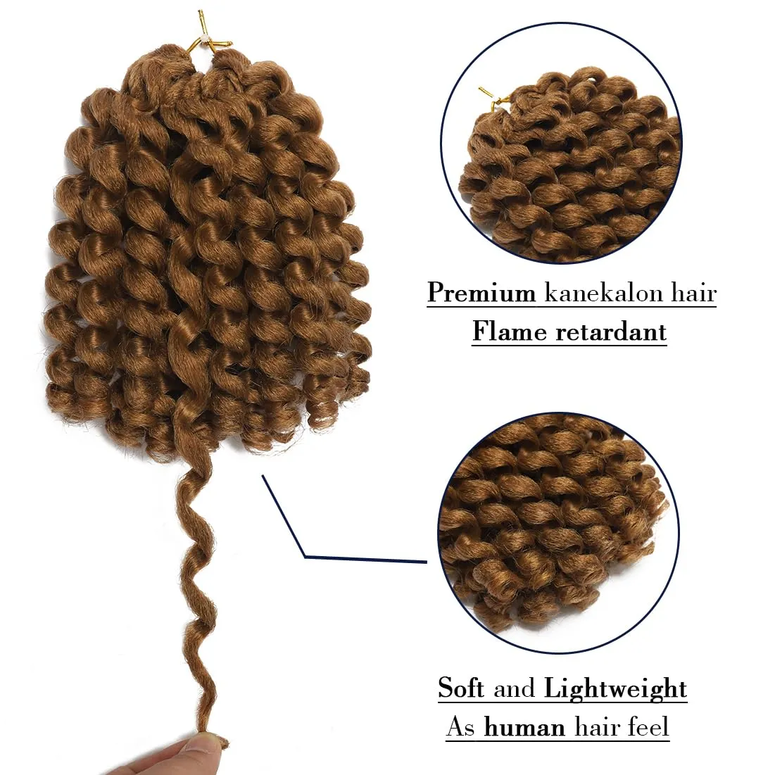 Wand Curl Crochet Braids Hair 8 Inch Jamaican Wand Curl Ombre Jamaican Bounce Curl Colored Crochet Braids Ringlet Twist Hair Extension Crochet Hair(3PCS,27#)
