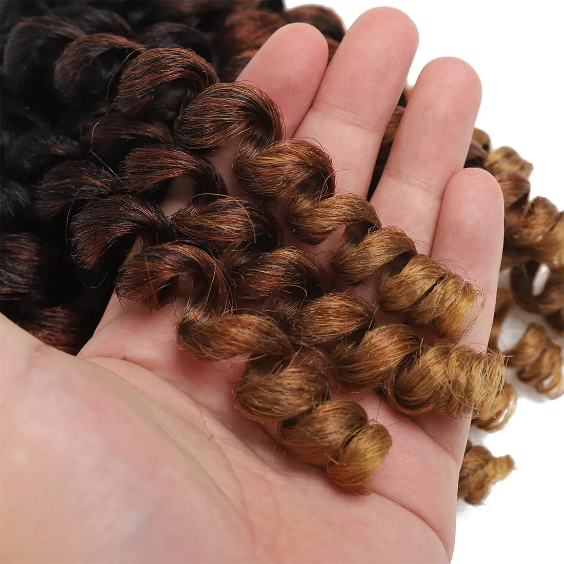 Wand Curl Crochet Braids Hair Jamaican Bounce Crochet Hair 8 Inch Wand Curl Jamaican Braids Ringlet Twist Hair Extension Crochet Hair (5 PCS, 1B/30/27)