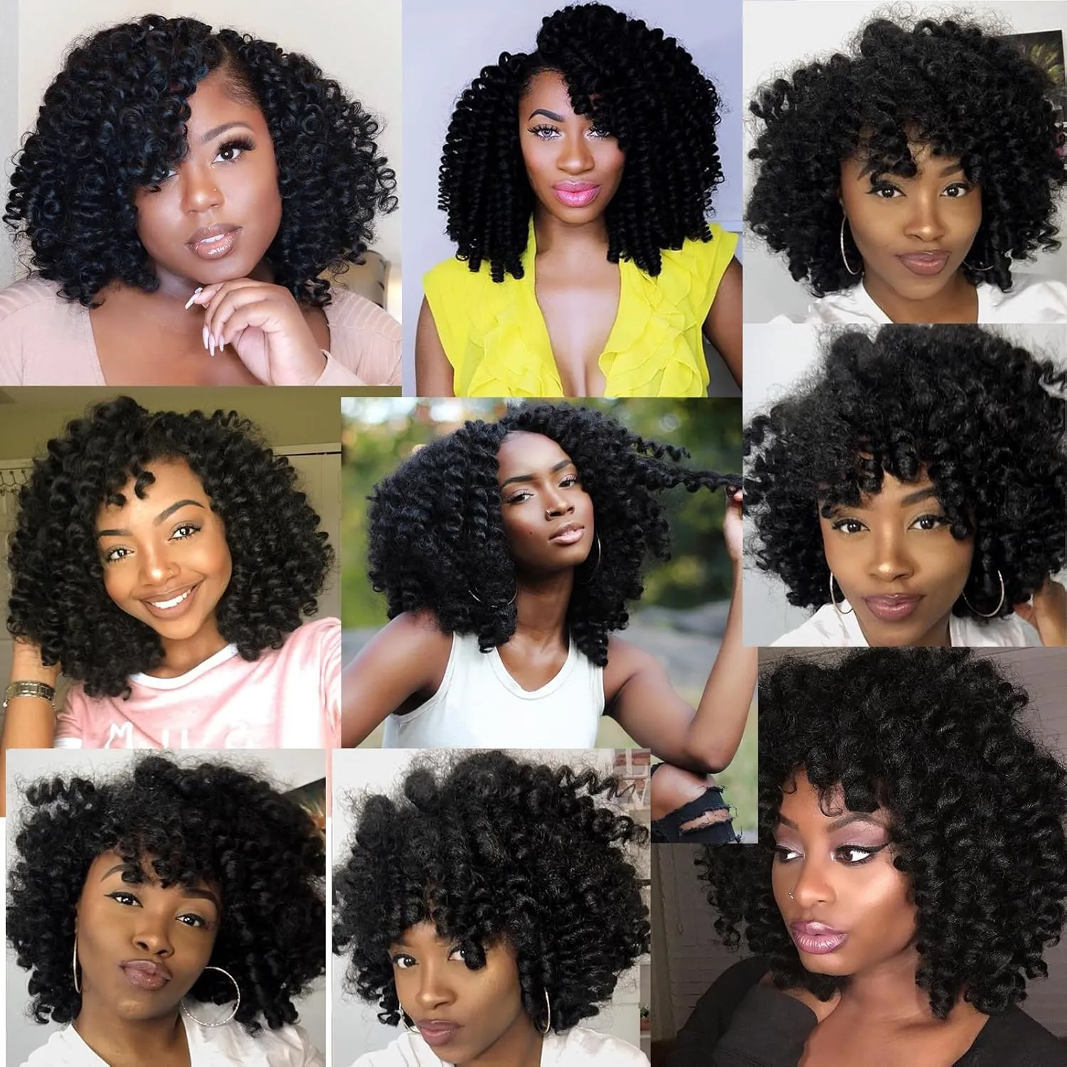 Wand Curl Crochet Braids Hair Jamaican Bounce Crochet Hair 8 Inch Wand Curl Jamaican Braids Ringlet Twist Hair Extension Crochet Hair (5 PCS, 1B/30/27)