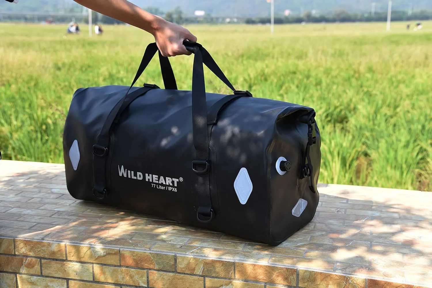 Waterproof Bag 55L 66L 77L Motorcycle Dry Duffel Bag for Travel,Motorcycling, Cycling,Hiking,Camping (77L, Black)