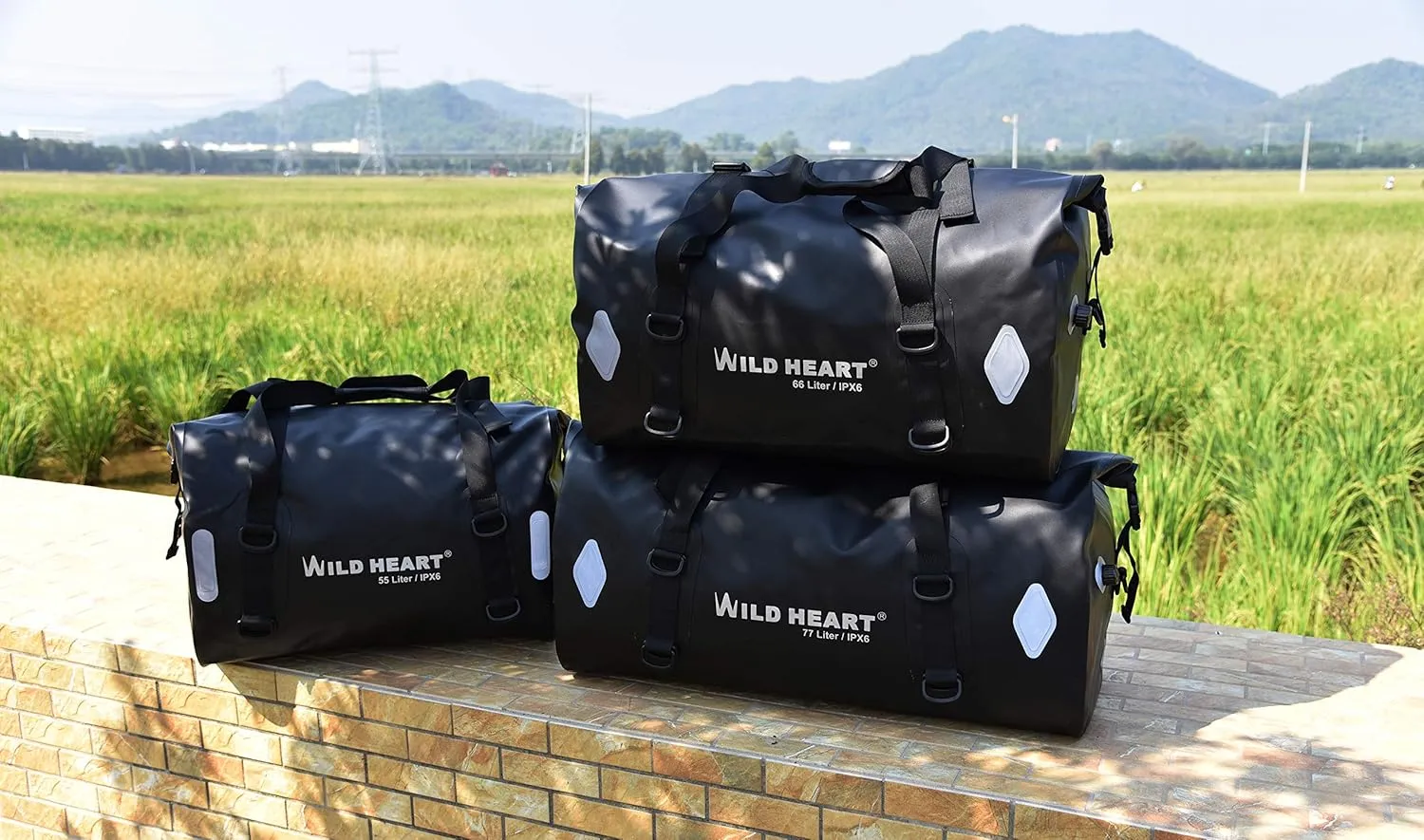 Waterproof Bag 55L 66L 77L Motorcycle Dry Duffel Bag for Travel,Motorcycling, Cycling,Hiking,Camping (77L, Black)