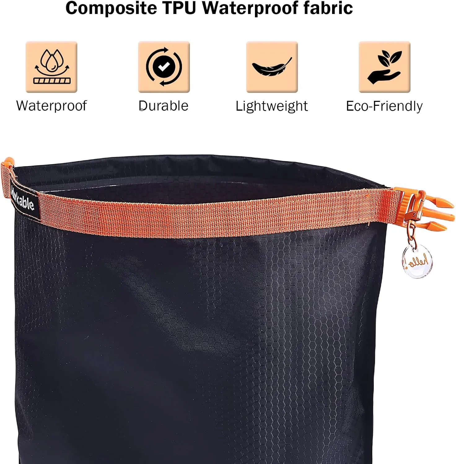 Waterproof Swim Bag for Wet Clothes, Paintable Wet Bag for Beach Swimsuit & Towels Bathing Suit Bag Dry Bag for Kayaking, Soap Travel Case, Orange Band