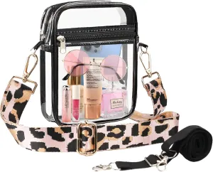WEDDINGHELPER Clear Crossbody Bag, Clear Bag Stadium Approved Adjustable Strap for Concerts Sports Events
