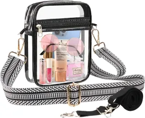 WEDDINGHELPER Clear Crossbody Bag, Clear Bag Stadium Approved Adjustable Strap for Concerts Sports Events