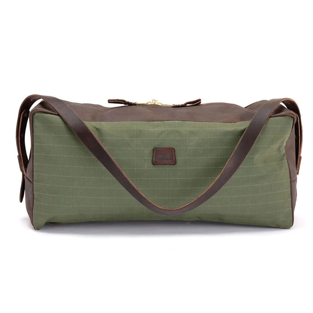 Weekend Warrior Travel Bag - Green Canvas & Chocolate Leather