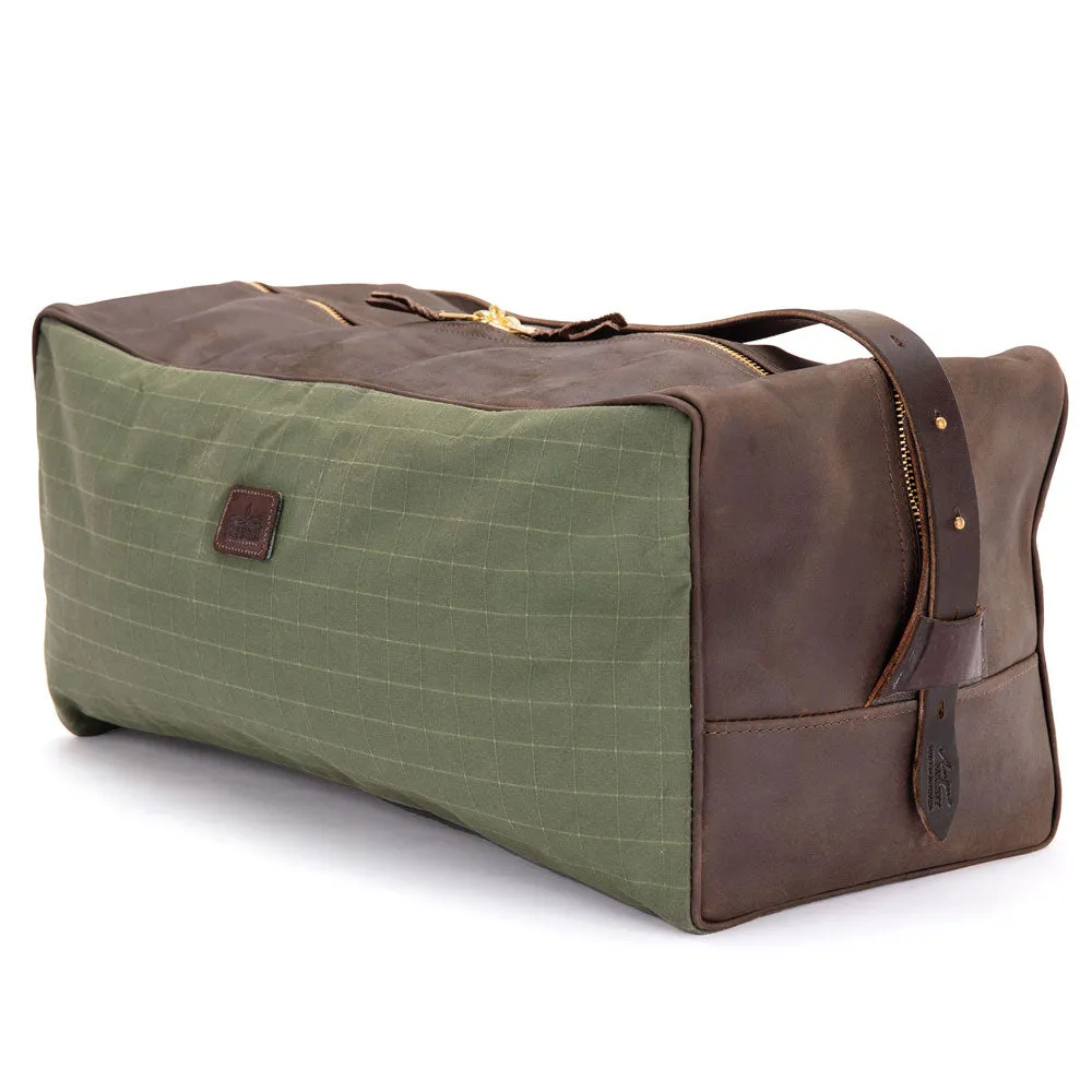 Weekend Warrior Travel Bag - Green Canvas & Chocolate Leather