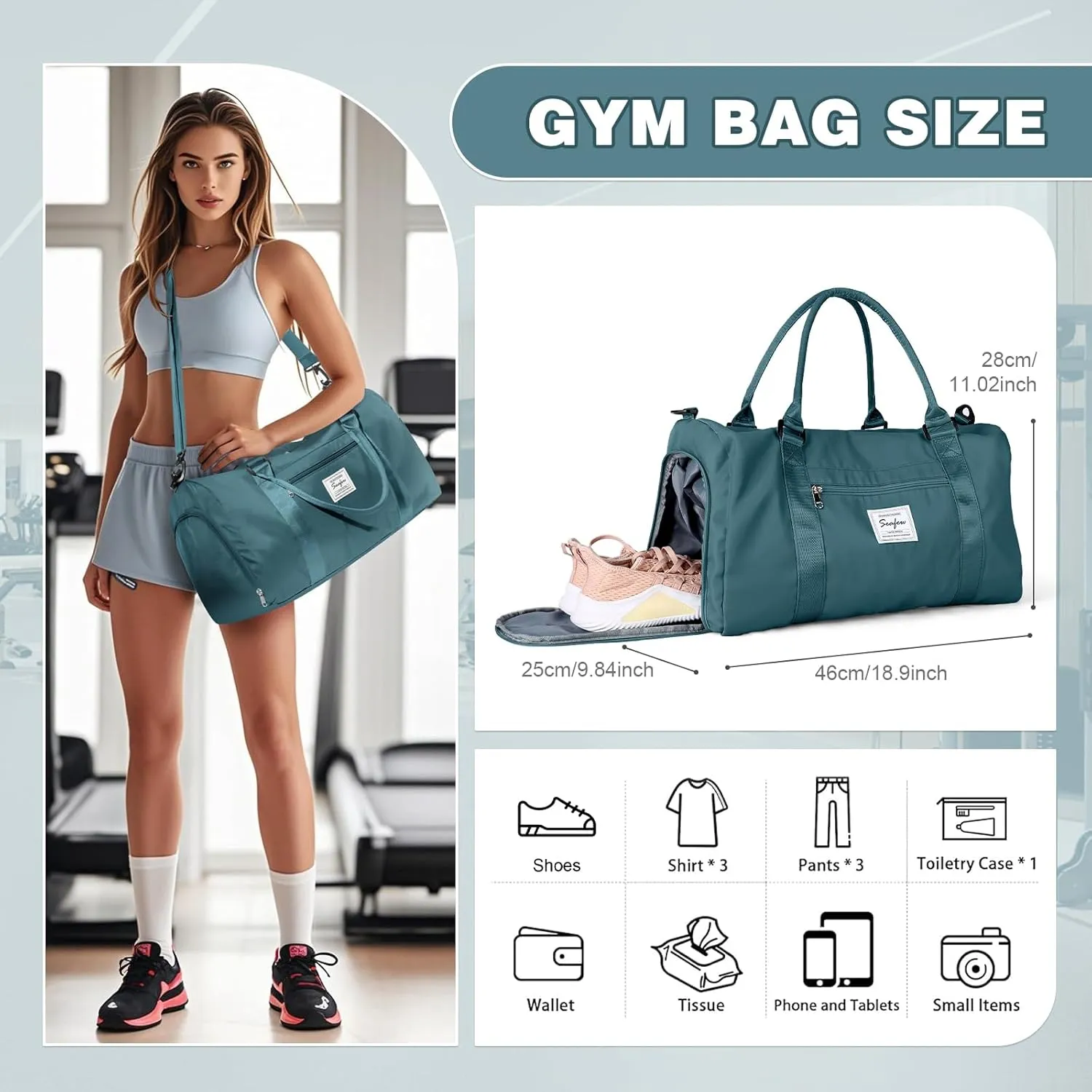 Weekender Duffel Bags for Women Men, Travel Totes Bag for Airplane, Cute Sports Gym Dance Overnight Luggage Bag with Wet Pocket Shoe Compartment, Carry On Hospital Bag for Labor and Delivery