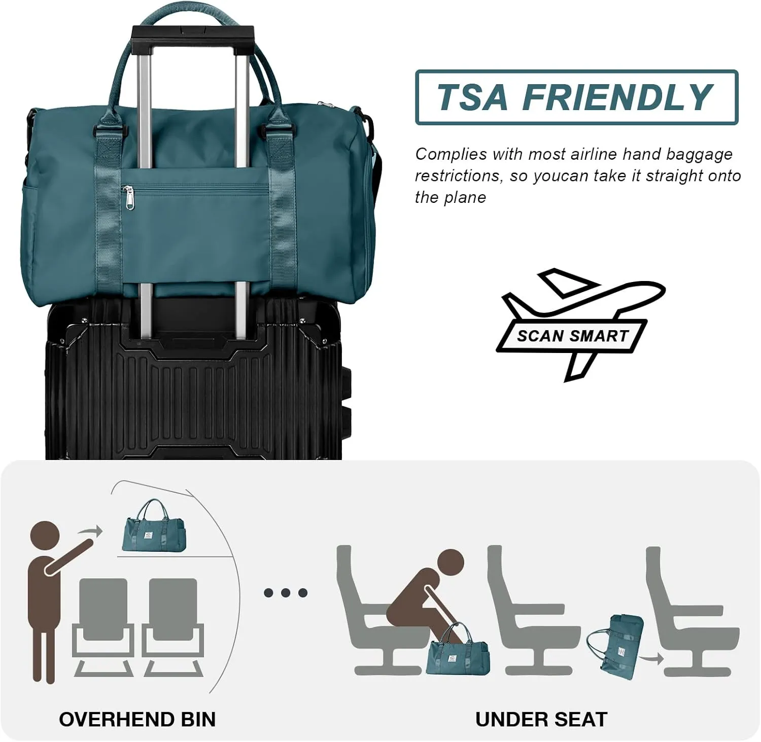 Weekender Duffel Bags for Women Men, Travel Totes Bag for Airplane, Cute Sports Gym Dance Overnight Luggage Bag with Wet Pocket Shoe Compartment, Carry On Hospital Bag for Labor and Delivery