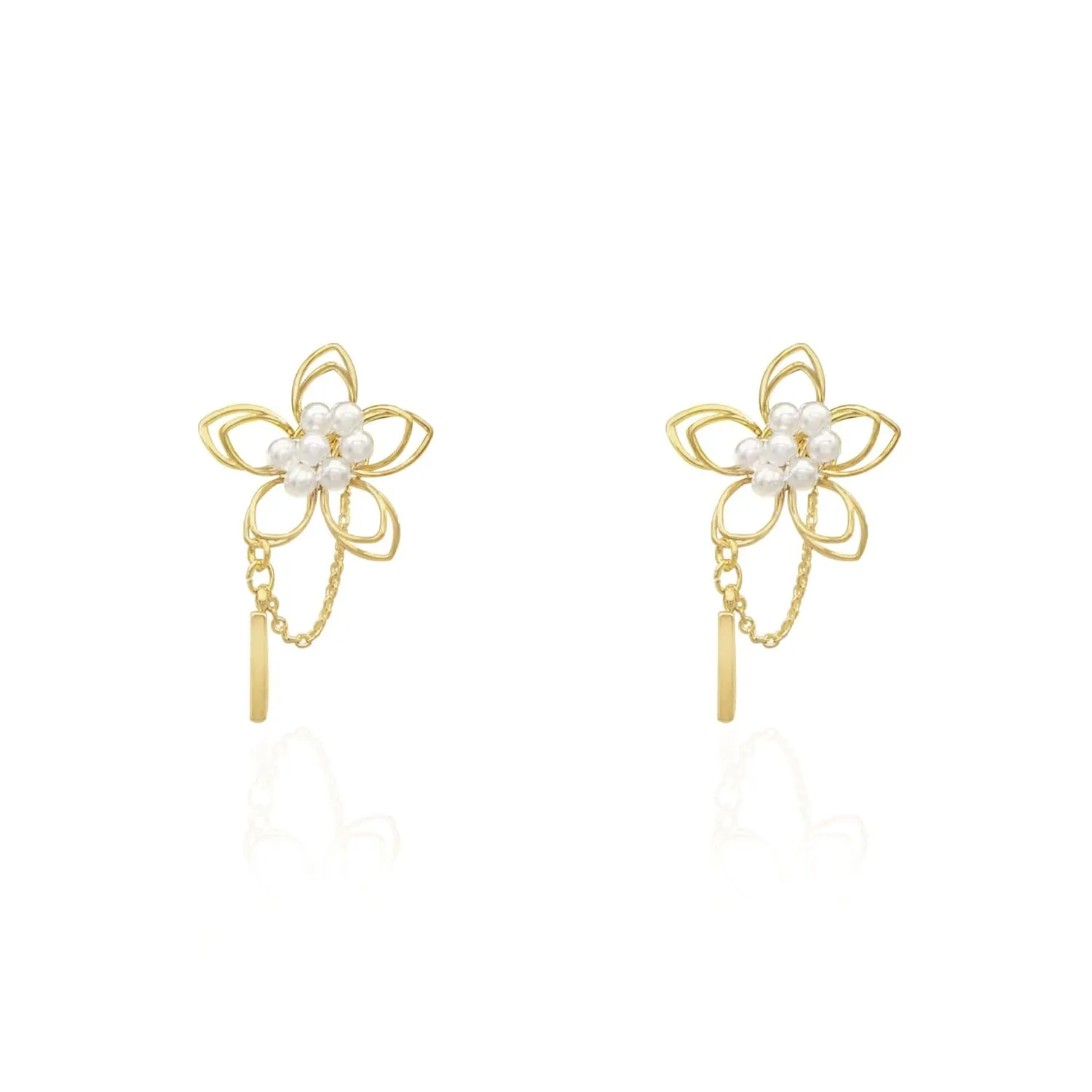 [WEST GARDEN] Dainty Drop Gold Magnolia Flower Nickel-Free Earring
