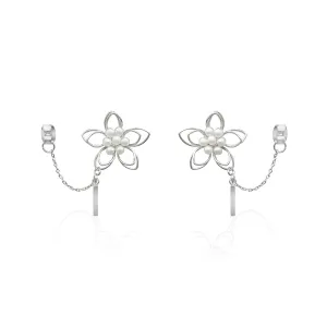 [WEST GARDEN] Dainty Drop Silver Magnolia Flower Nickel-Free Earring