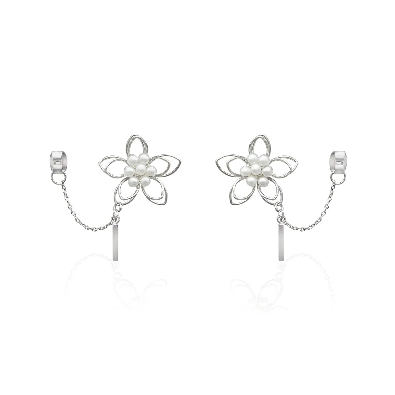 [WEST GARDEN] Dainty Drop Silver Magnolia Flower Nickel-Free Earring