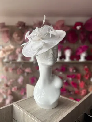White Teardrop Disc Fascinator