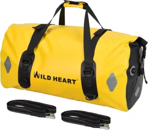 WILD HEART Waterproof Bag 55L 66L 77L Motorcycle Dry Duffel Bag for Travel,Motorcycling, Cycling,Hiking,Camping (77L, Yellow)
