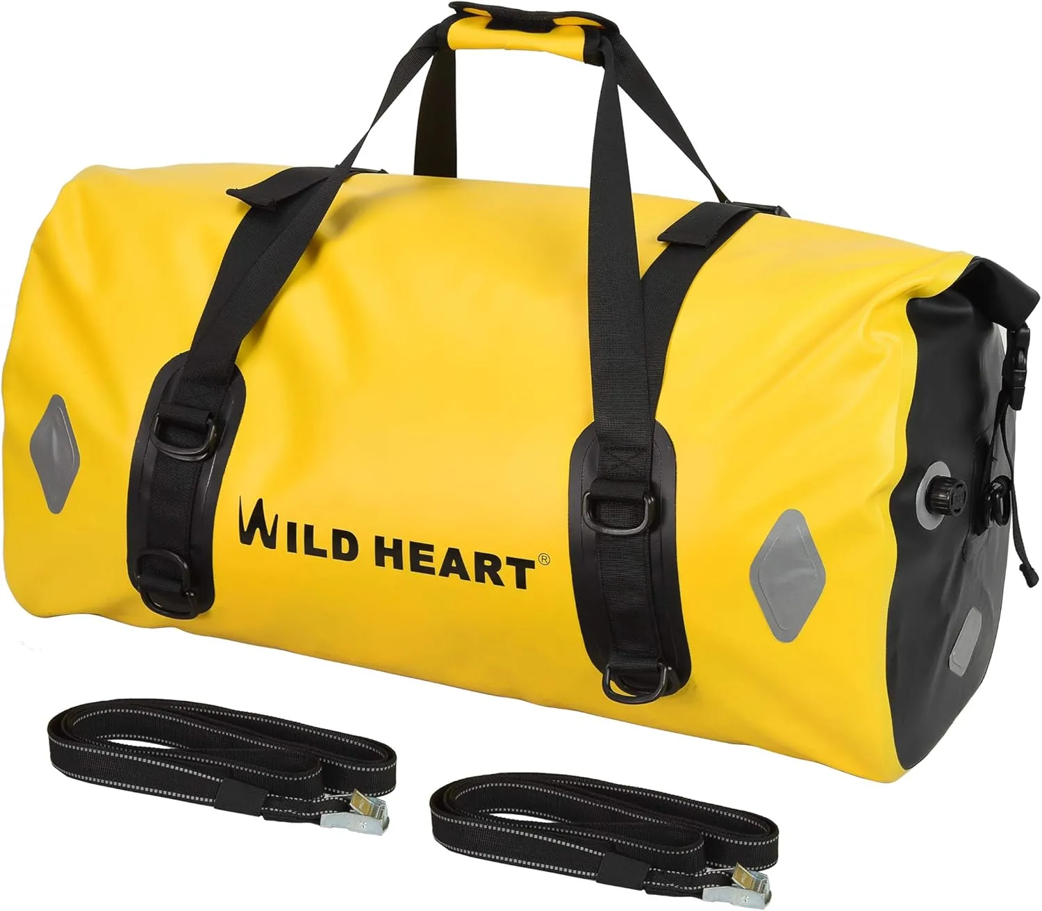 WILD HEART Waterproof Bag 55L 66L 77L Motorcycle Dry Duffel Bag for Travel,Motorcycling, Cycling,Hiking,Camping (77L, Yellow)