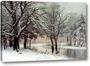 Winter Evening by Anders Andersen-Lundby - 11" x 16" Gallery Wrap Canvas Art Print - Ready to Hang