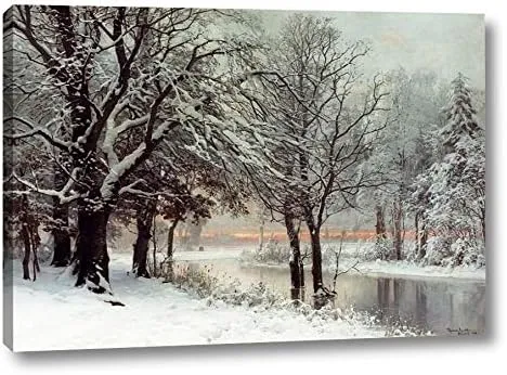 Winter Evening by Anders Andersen-Lundby - 11" x 16" Gallery Wrap Canvas Art Print - Ready to Hang