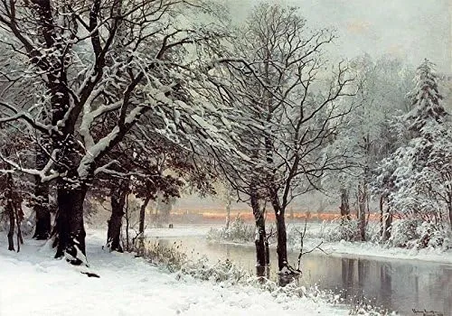 Winter Evening by Anders Andersen-Lundby - 21" x 28" Premium Canvas Print