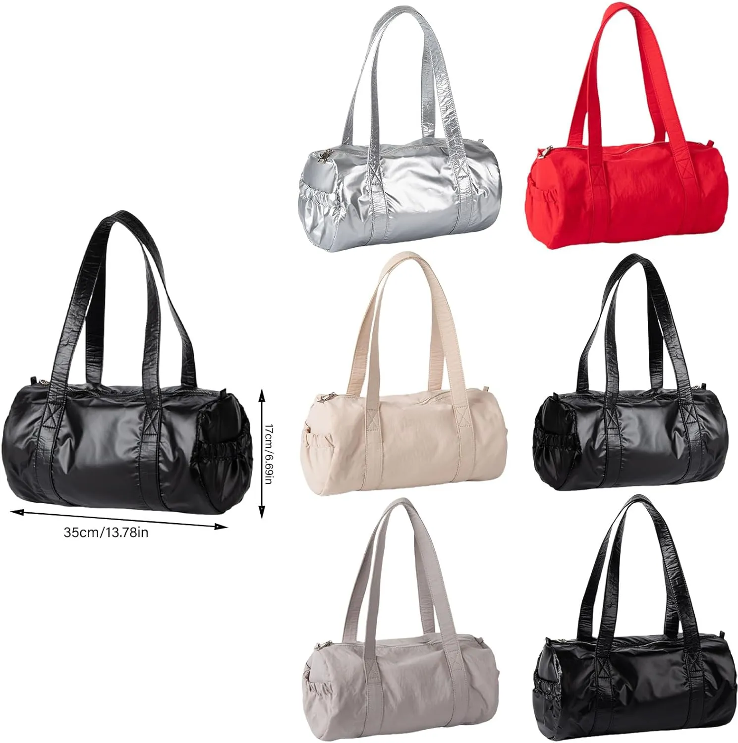 Women Aesthetic Nylon Shoulder Bag Korean Styles Casual Multipurpose Commuters Student Cylinder Underarm Handbag Purse Shoulder Handbag