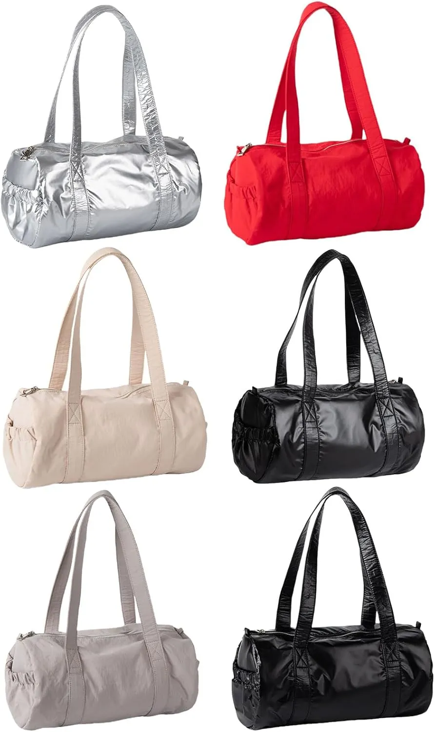 Women Aesthetic Nylon Shoulder Bag Korean Styles Casual Multipurpose Commuters Student Cylinder Underarm Handbag Purse Shoulder Handbag