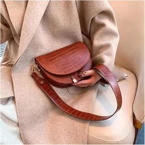 Women Crossbody Shoulder Bag PU Leather Handbag Semicircle Small Purse Ladies Messenger Shoulder Bags