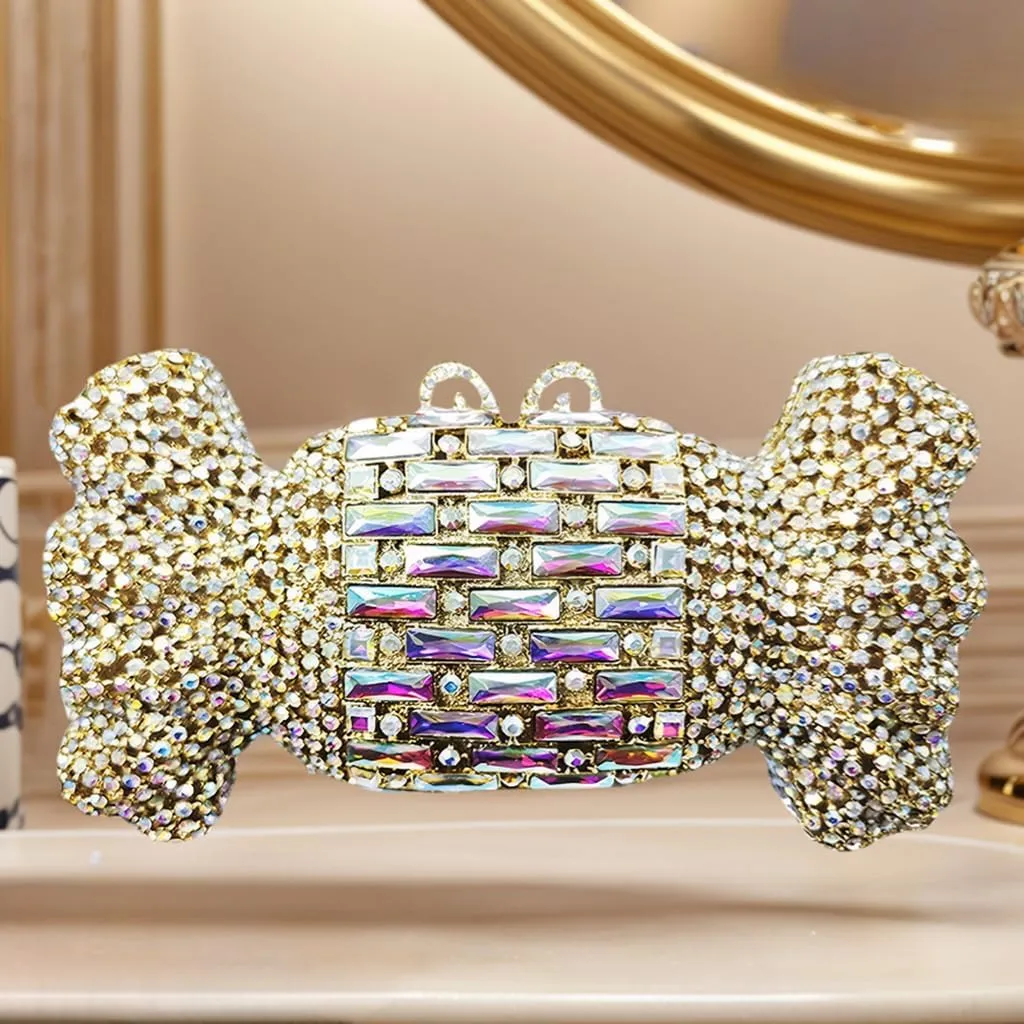 Women Cute Candy Rhinestone Wedding Evening Bag Shinny Crystal Diamond Clutch Purse for Prom Party Cocktail Dating