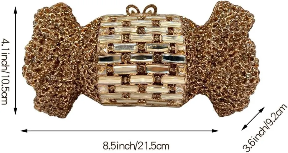 Women Cute Candy Rhinestone Wedding Evening Bag Shinny Crystal Diamond Clutch Purse for Prom Party Cocktail Dating