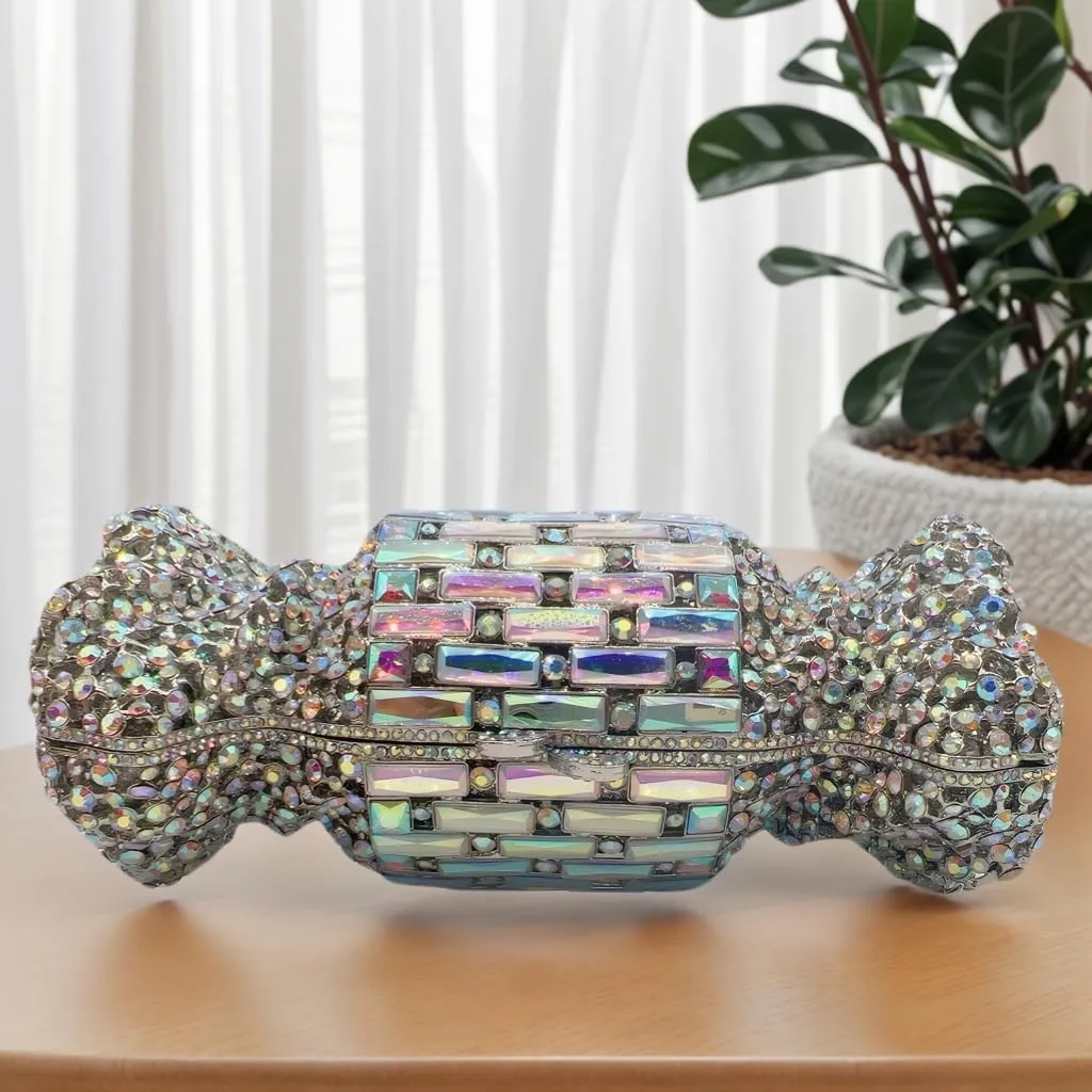 Women Cute Candy Rhinestone Wedding Evening Bag Shinny Crystal Diamond Clutch Purse for Prom Party Cocktail Dating