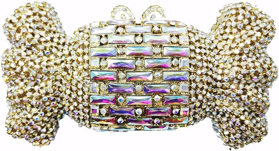 Women Cute Candy Rhinestone Wedding Evening Bag Shinny Crystal Diamond Clutch Purse for Prom Party Cocktail Dating