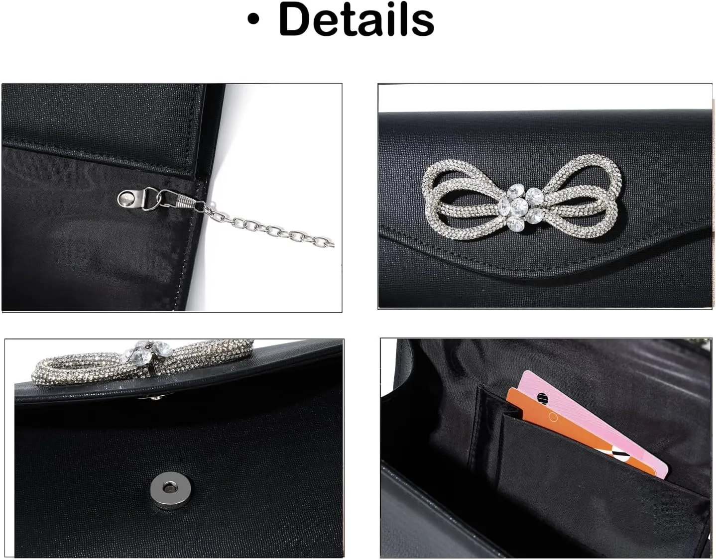 Women Diamond Bow Evening Bag Rhinestone Clutch Purse Wedding Prom Purse Formal Cocktail Party Handbag