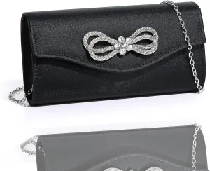 Women Diamond Bow Evening Bag Rhinestone Clutch Purse Wedding Prom Purse Formal Cocktail Party Handbag